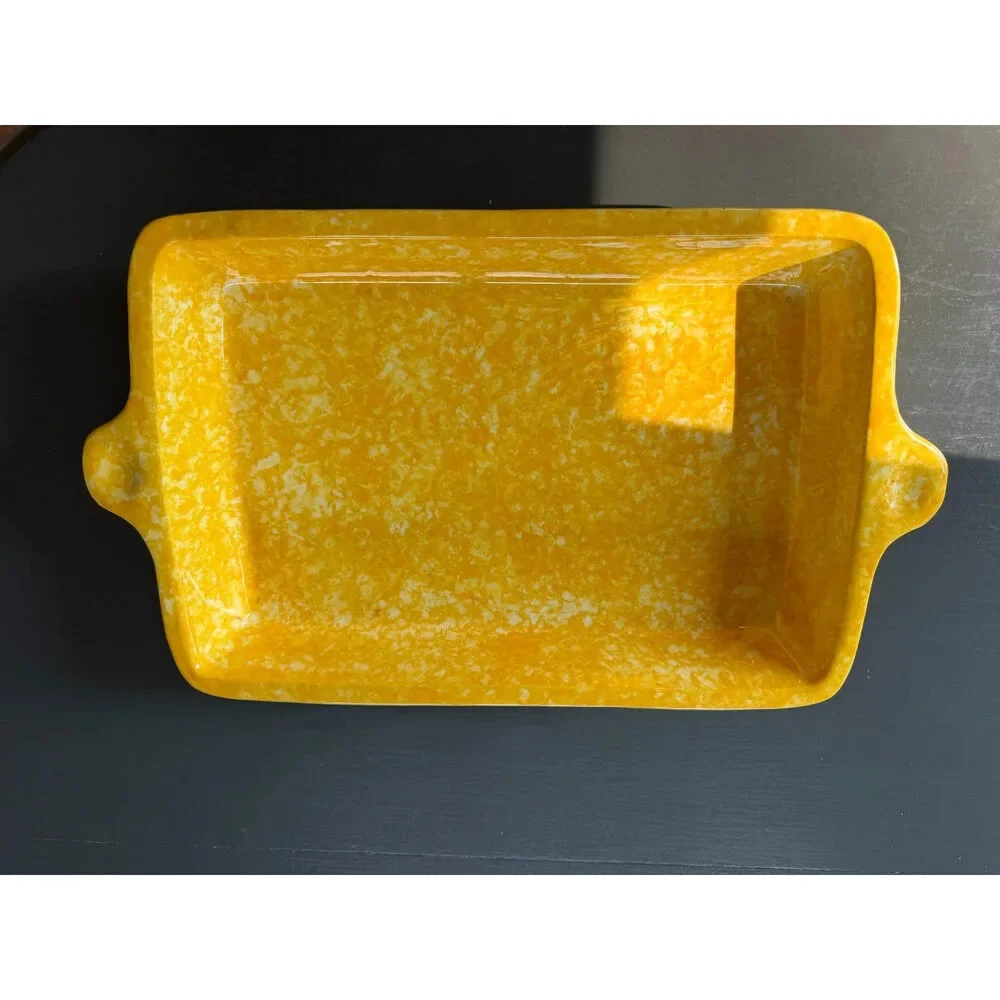 11x7 Oblong Stangl Caughley Yellow Spongewear Baking Dish Town & Country